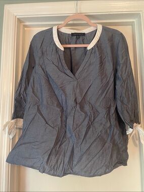 Tommy Hilfiger Blue Blouse with White Trim